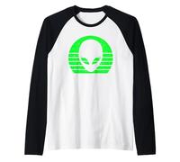 Testa aliena Faccia aliena retrò Vintage Maglia con Maniche Raglan
