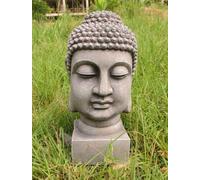 Testa Buddha Circa 32cm - Robusto E Intemperie IN Originale Sguardo di Pietra