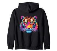 Testa colorata di tigre colorata di tigre dipinto vibrante Felpa con Cappuccio