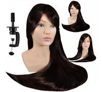 Testa da allenamento Iza 80 cm blu capelli termici + supporto parrucchiere per pettinare testa per esercizi