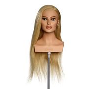 Testa da parrucchiere Laura - L'IMAGE - con capelli veri circa 60 cm, con ciglia e lentiggini