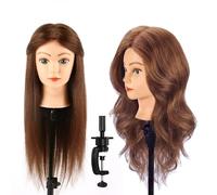 Testa da parrucchiere, testa di esercizio da 18 pollici, 100% capelli umani, testa di esercizio, testa di manichini con morsetto + set di acconciature per capelli fai da te, Blue Eyes