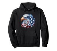 Testa d'aquila patriottica con stelle rosse bianche blu USA Pride Art Felpa con Cappuccio
