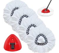 Testa del mocio per Viledas Turbo Mop, sostituzione della testa del mocio in microfibra per Viledas Turbo Smart 2 in1 Tank Mop, adatta a EasyWring & Clean Mop, include 1 pezzo di base del mocio rosso