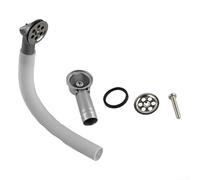 Testa del tubo di troppopieno rotonda verso l'alto per lavabo o lavello da cucina, materiale PVC PP, finitura grigia, impedisce il trabocco d'acqua, compatibile con vari impianti idraulici, facile