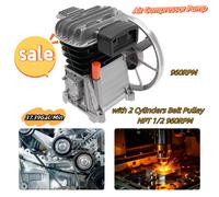 Testa della pompa del compressore d'aria Testa del compressore a pistone del compressore d'aria con 2 cilindri con puleggia a cinghia NPT 1/2 960 giri/min
