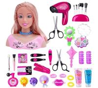 Testa di bambola capelli biondi con 35 accessori colorati, testa di bambola per acconciatura, rapunzel, giocattoli per bambini da 3 anni e più di Just Play,regali di compleanno di Natale (C-35 pezzi)
