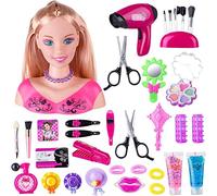 Testa di bambola capelli biondi con 35 accessori colorati, testa di bambola per acconciatura, rapunzel, giocattoli per bambini da 3 anni e più di Just Play,Regali di compleanno di Natale (A-35 pezzi)