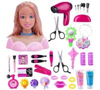 Testa di bambola capelli biondi con 35 accessori colorati, testa di bambola per acconciatura, rapunzel, giocattoli per bambini da 3 anni e più di Just Play,regali di compleanno di Natale (D-35 pezzi)