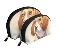 Testa di Beagle acquerello, Borsa per trucco a conchiglia Portamonete da donna Borsa da toilette piccola Borsa per cosmetici 2 pezzi