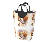 Testa di Beagle ad acquerello, Cesto portabiancheria pieghevole, Grande contenitore portaoggetti resistente con manici, 50 litri
