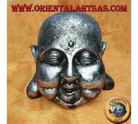 Testa di Buddha benessere argentata (grande) in resina