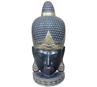 Testa di Buddha in Legno Intagliato a Mano - 50x24x110h cm - Artigianato Indones