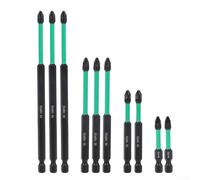 testa di cacciavite, Set di 10 punte for cacciavite magnetico PZ2 for impieghi gravosi, gambo esagonale lungo, in lega di acciaio trattato termicamente for attività di fissaggio con presa sicura, 50-1