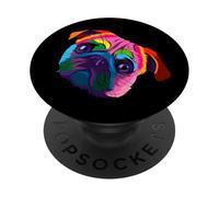 Testa di cane carlino astratto - colorato cinese Pug PopSockets PopGrip Adesivo