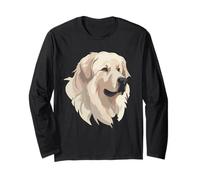 Testa di Cane dei Grandi Pirenei ad Acquerello - Gentle Giant Art Maglia a Manica