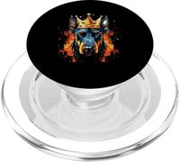 Testa di cane doberman con corona | Ritratto di re animale PopSockets PopGrip per MagSafe
