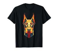 Testa di cane Doberman Pinscher geometrica Art Maglietta