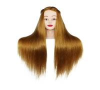 Testa di capelli veri multicolore da 45,7 cm, modello ibrido per allenamento, parrucchiere, per esercitarsi (dorato con il trucco)