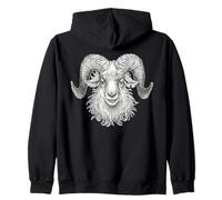 Testa di Capra Blackwork Tattoo Flash Felpa con Cappuccio