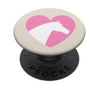 Testa di cavallo con cuore rosa, per equitazione e cowgirl, estetica occidentale PopSockets PopGrip Adesivo