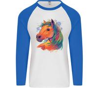 Testa di Cavallo Equestre Uomo L/S Baseball T-Shirt