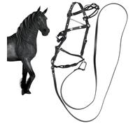 Testa di cavallo in pelle sintetica e corda guida | Scafo ergonomico e confortevole con fibbia di metallo | Teste stabili e formazione durano per le corse quotidiane