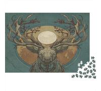 Testa di Cervo con Luna tra le Corna Puzzle 1000Pcs Decorazione Per La Casa. Rilassamento E Intelligence Per Adulti E Bambini Da 14 Anni 1000pcs (75x50cm)