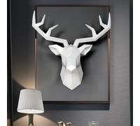 Testa di Cervo in Resina, Decorazione da Parete, Statua di Testa di Animale in Resina Finta, Decorazione da Parete, Finta tassidermia, Scultura di Corna di Cervo, Decorazione Mural