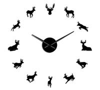 Testa di cervo Orologio da parete grande Cacciatore di cervi del bosco Cacciatore di cervi moderno Orologio da parete con corna di cervo Effetto Animali decorazioni da parete per soggiorni B-37