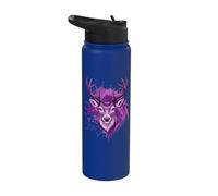 Testa Di Cervo Viola Con Spruzzi Di Vernice Stainless Steel Insulated Water Bottle