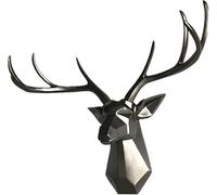 Testa di Cervo Wall Decor, Testa di Animale Arte della Parete, Geometria Testa di Cervo Home Decor, Finta Tassidermia Testa di Animale Wall Decor Art Minimalista, Black, 70x50x34cm