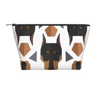 Testa di Doberman con motivo poligonale, Borsa da toilette Borsa per trucco Borsa per cosmetici Borsa da toilette da viaggio portatile