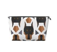 Testa di Doberman con motivo poligonale, Borsa da toilette Borsa per trucco Borsa per cosmetici Borsa da toilette da viaggio portatile