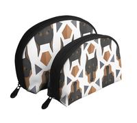 Testa di Doberman con motivo poligonale, Borsa per trucco a conchiglia Portamonete da donna Borsa da toilette piccola Borsa per cosmetici 2 pezzi