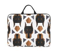 Testa di Doberman con motivo poligonale, Custodia per laptop da 14 pollici, borsa per notebook, custodia per laptop, valigetta con maniglia