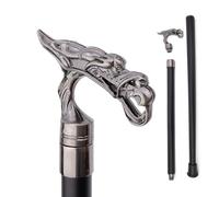 Testa di Drago Argentata Bastone da Cammino - Stile Britannico Elegante & Lussuoso In Metallo per Escursionismo, Cosplay, Uso Quotidiano & Regalo