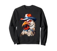 Testa di Gallo Stilizzata con Cappello in Stile Fumetto Felpa