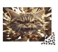 Testa di Gatto Selvaggio Puzzle 1000 Pezzi Carta per Adulti Stile 3D Dinamico Gioco di Puzzle 1000 Pezzi Relax Decorazione Regalo 38x26cm/1000pcs
