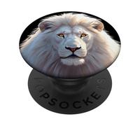 Testa di leone bianco leone PopSockets PopGrip Adesivo