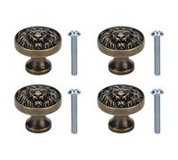 Testa di leone Guida in lega di zinco manico portiera moderna cartone animato antico solido cassetto a trazione circolare a fori singolo per cassetti delle porte degli armadi 4set (399 Lion Head -