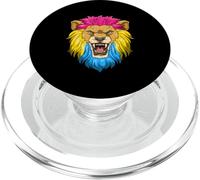 Testa Di Leone Ruggente Nei Colori Dell'orgoglio Pansessuale PopSockets PopGrip per MagSafe