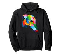 Testa di Levriero Italiano Astratto - Artistico Multicolore Felpa con Cappuccio