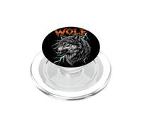 Testa di Lupo Feroce con Arte del Fulmine PopSockets PopGrip per MagSafe