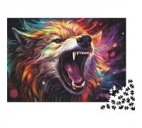 Testa di Lupo Selvaggio Puzzle 1000 Pezzi Puzzle per Adulti Dipinto Artistico Colorato Gioco di Puzzle 1000 Pezzi Carta Relax Casa Decorazione Regalo Famiglia 70x50cm/1000pcs