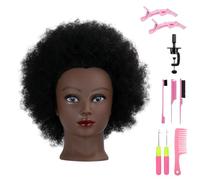 Testa di manichino afro nera 100% capelli veri, testa di bambola riccia per | DaizySight Testa di bambola riccia naturale per fare pratica con lo styling dei capelli, con strumenti per intrecciare i