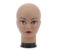 Testa di manichino Calva Professionale Pelle Nera Femminile PVC Testa di Cosmetologia Realistica per Fare Parrucca Trucco Formazione Display Stile 11 Pollici