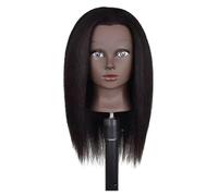 Testa di manichino con capelli da 35,6 cm, testa per pratica cosmetologica, design realistico con capelli lisci scuri per fare pratica con lo styling e il trucco, include morsetto da scrivania