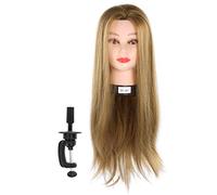Testa di manichino con capelli, in fibra selezionata ad alta temperatura per parrucchieri, per addestramento, parrucchiere, adatto per tagliare tessitura, progettare tintura, lunghezza 65 cm