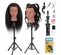 Testa di manichino con supporto, 100% veri capelli umani per intrecciare, testa di manichino per acconciature con treppiede